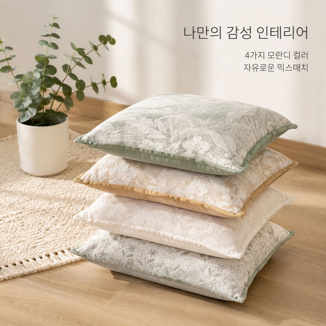 심플한 사각형 셰닐 소파 쿠션