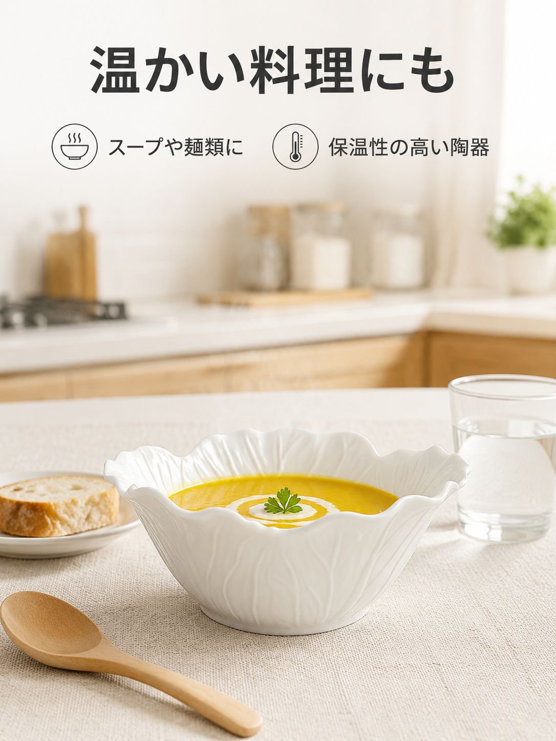 陶器の花柄エンボス深ボウル ホワイト創意サラダボウル