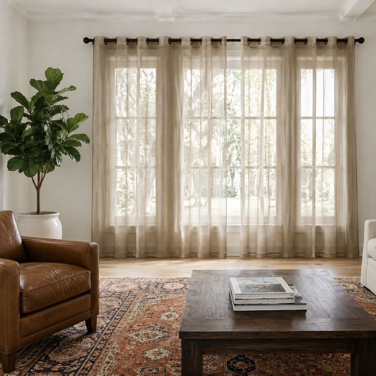 Minimalist solid color curtain enhancing home interior design