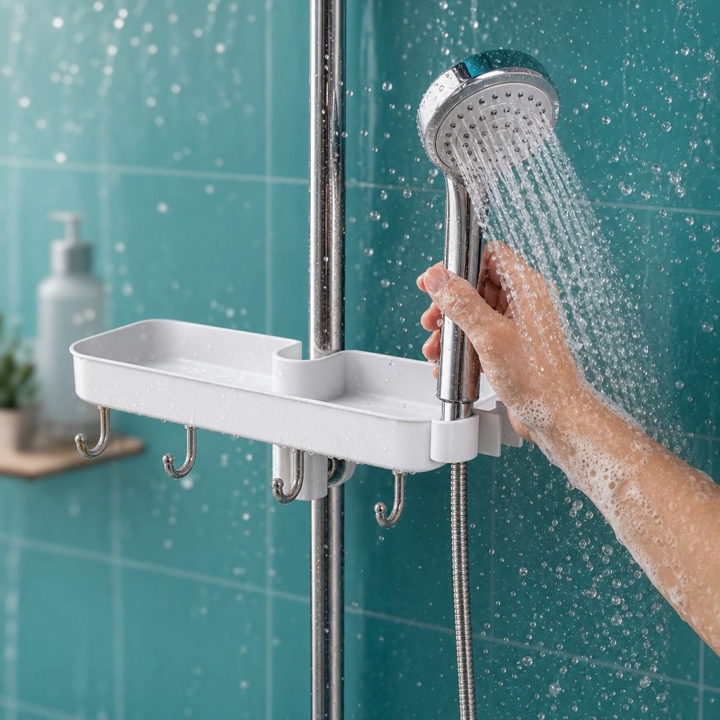 No-Drill Multifunctional Bathroom Shower Head Holder Rack