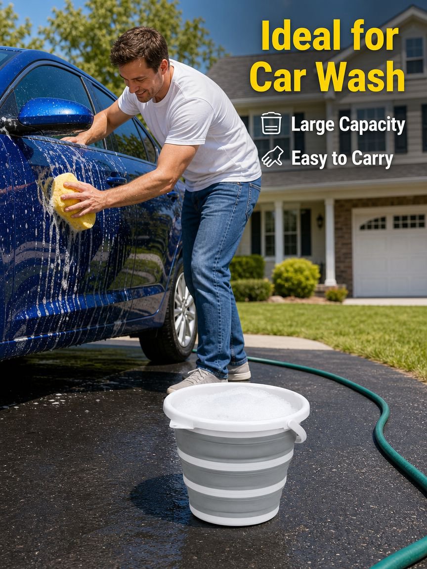 Foldable water bucket, car wash bucket, outdoor travel fishing bucket, water storage bucket, lightwe