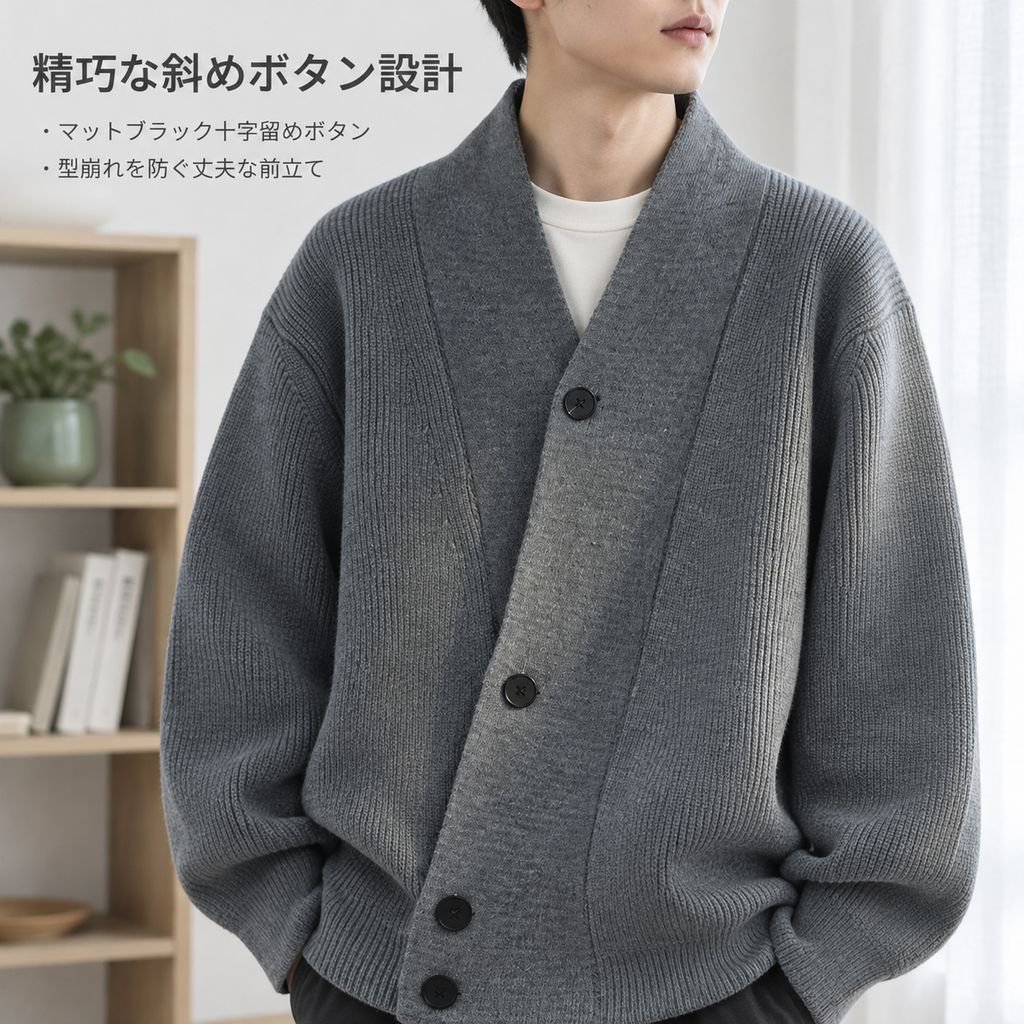 メンズ ニットカーディガン 秋冬 厚手 無地 ゆったり カジュアル セーター 羽織 アウター