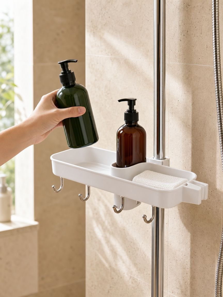 Bathroom organizer rack for holding shower essentials