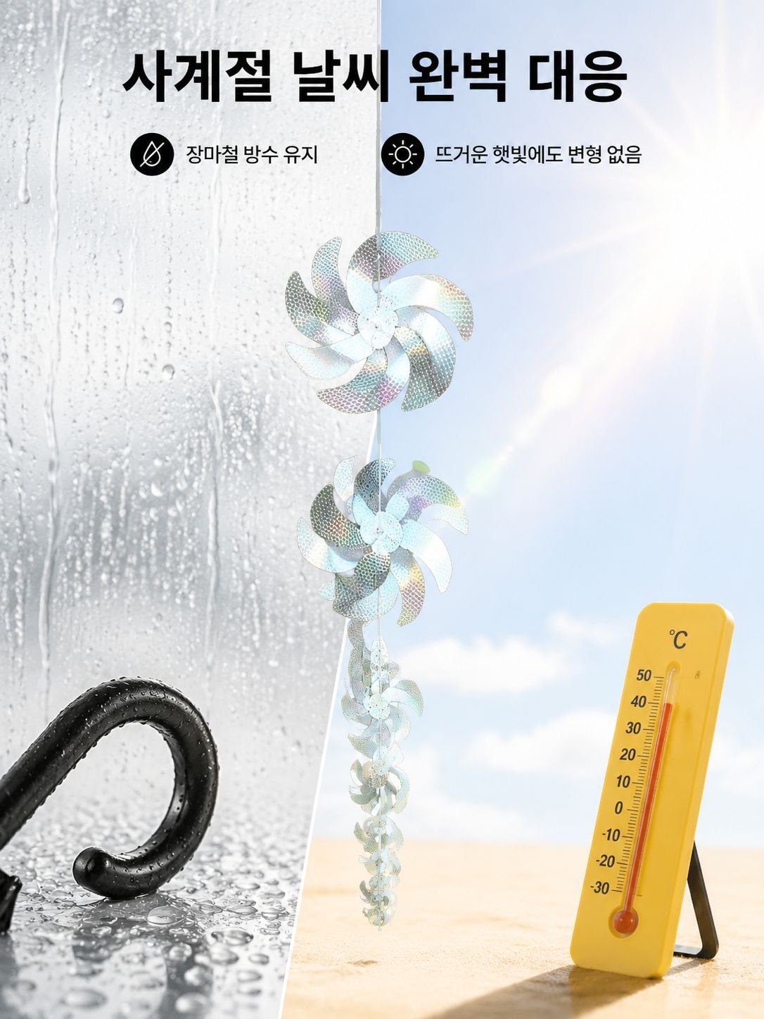 레이저 반사 기능이 있는 바람개비 근접 사진