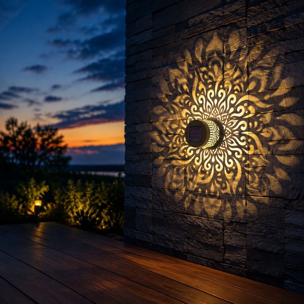 Energy-efficient waterproof solar wall lamp at night