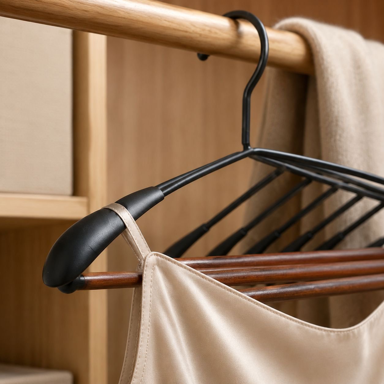 Gentle anti-slip hanger for silk and wool garments