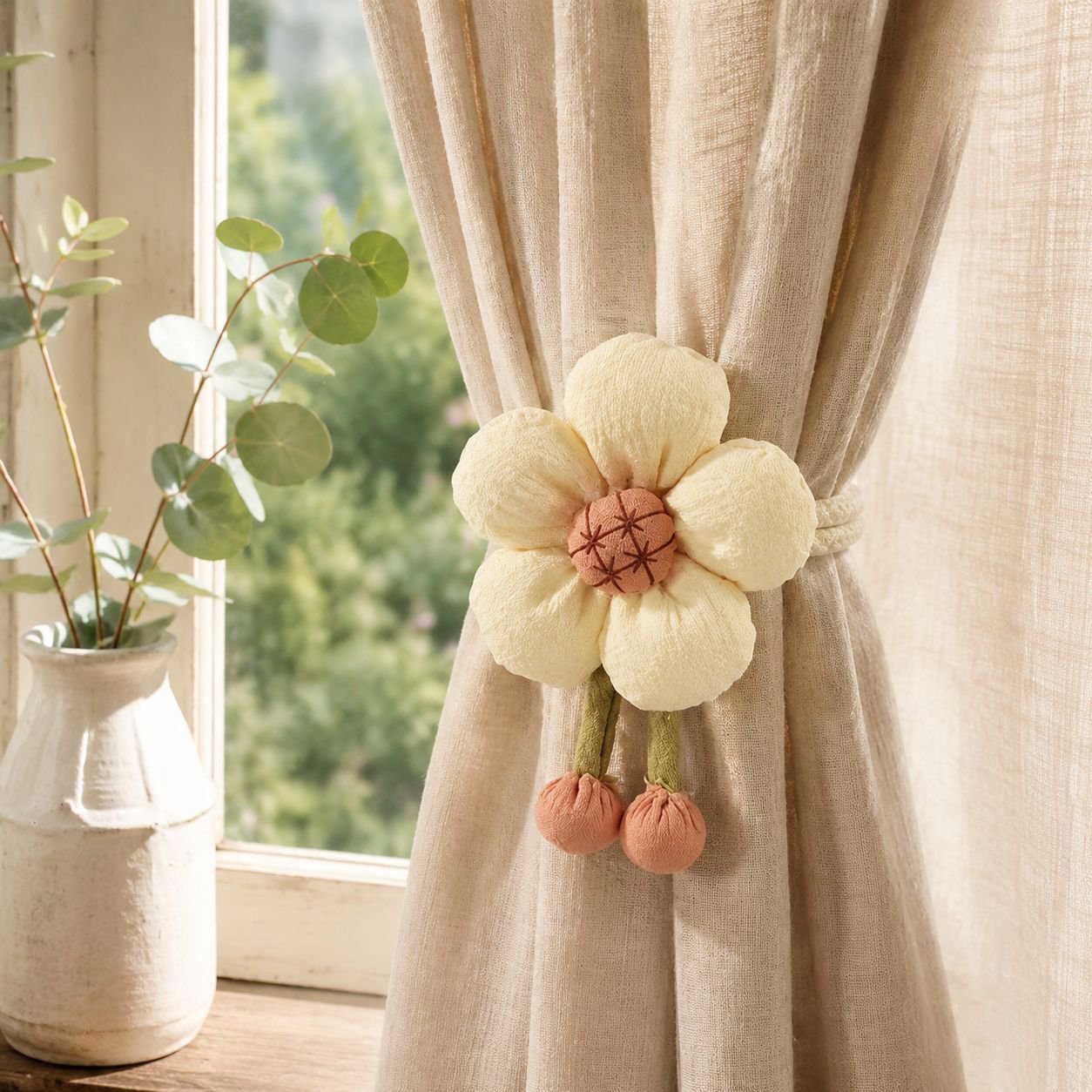 Cute Flower Curtain Ties One Pair Adjustable Bedroom Tie Buckle Decoration