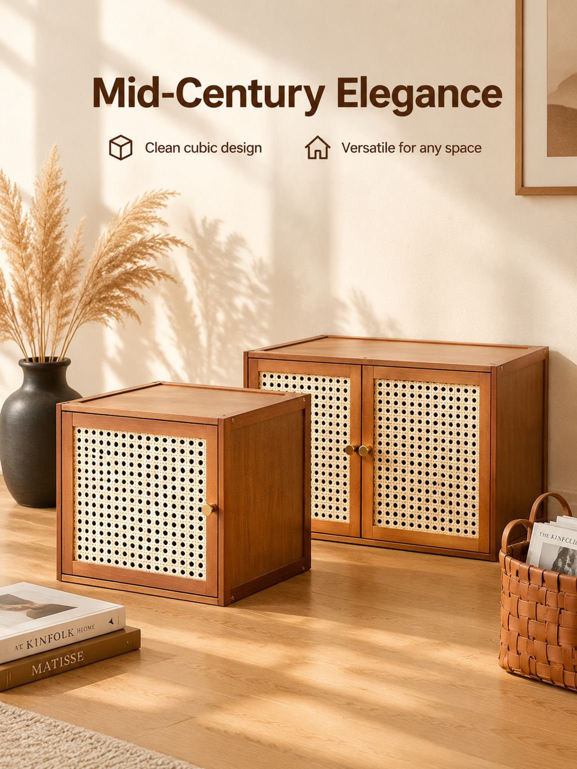 Home solid wood lattice storage cabinet