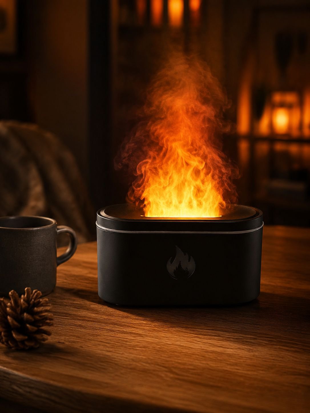 New Colorful Simulation Flame Aroma Diffuser USB Plug-in Home Desktop Ambient Night Light Atomizing 
