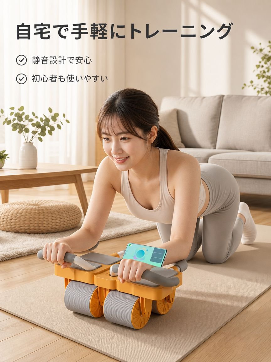 四輪・4肘パット付き腹筋ローラー