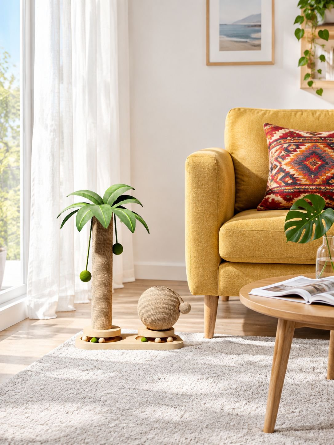 Detalles del diseño de palmera en el rascador