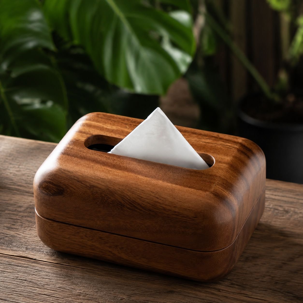 New Chinese style wooden tissue storage box on office desk