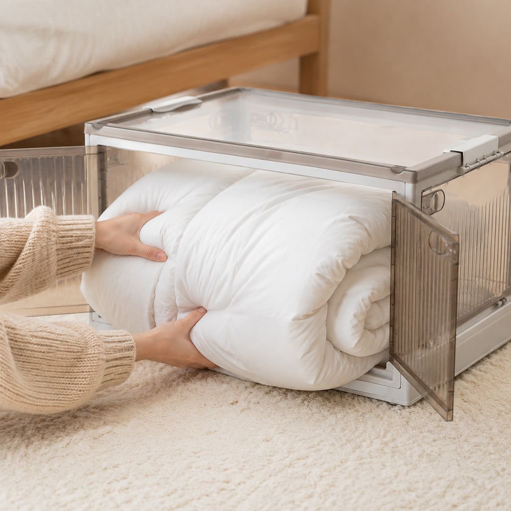 Armario plegable de plástico grueso, caja de almacenamiento para ropa, colcha, caja de almacenamient