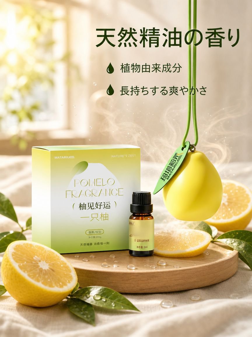車用芳香剤ペンダント、車内フルーツグレープフルーツディフューザーオーナメント、車内消臭剤、車の装飾。