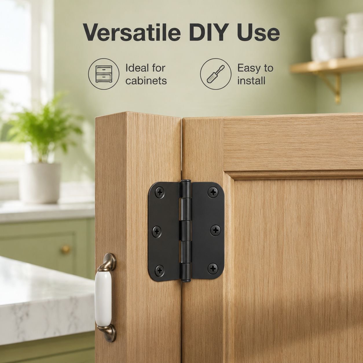 Household Black Plastic Right Angle Flat Hinge