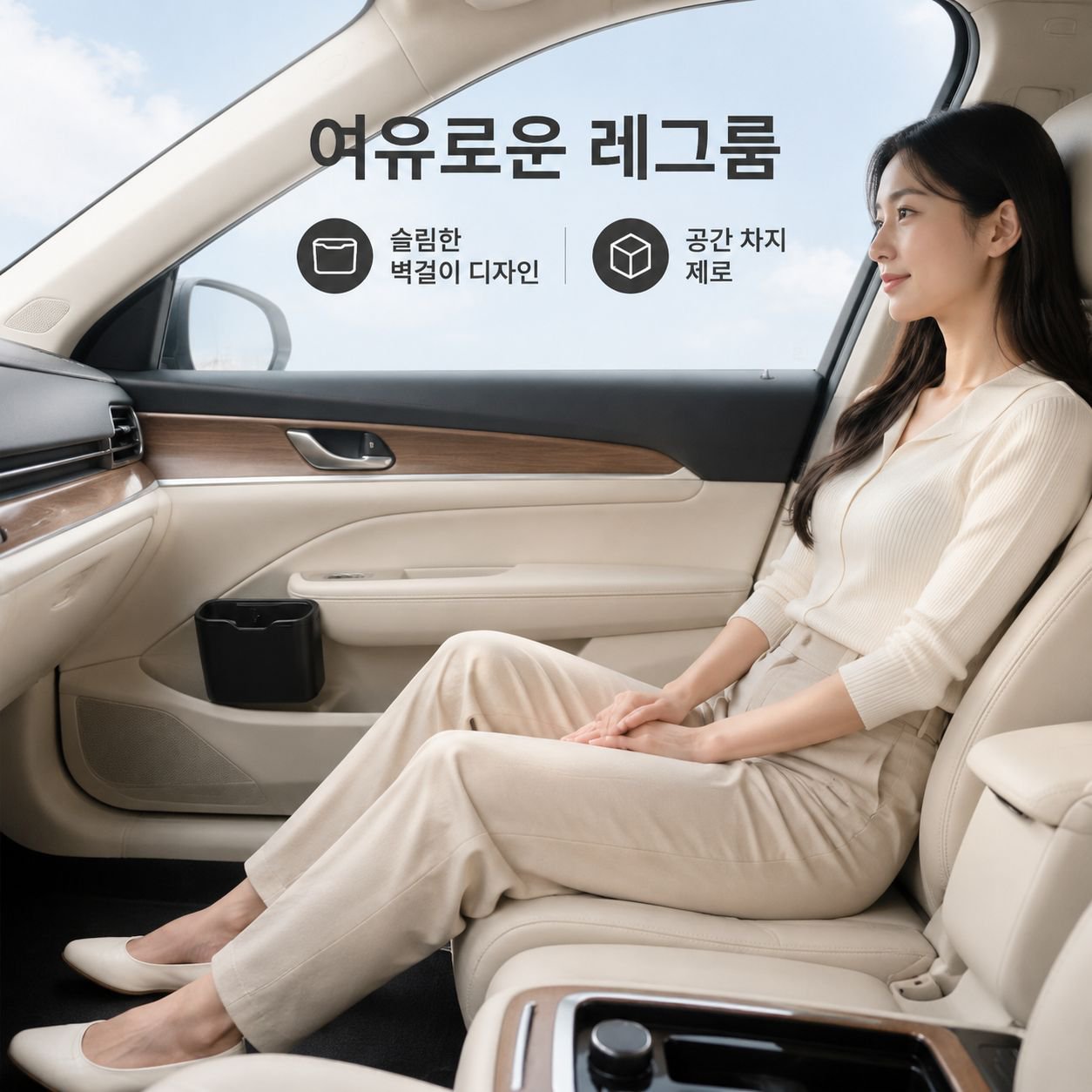 조수석 문에 걸어 사용하는 차량용 쓰레기통