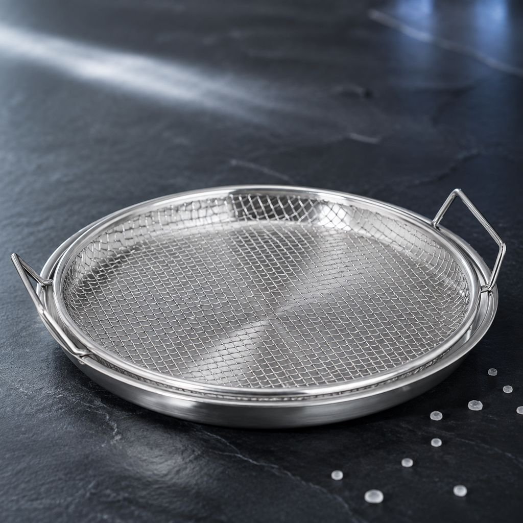 Easy-to-hold double-ear handles on oil strainer mesh