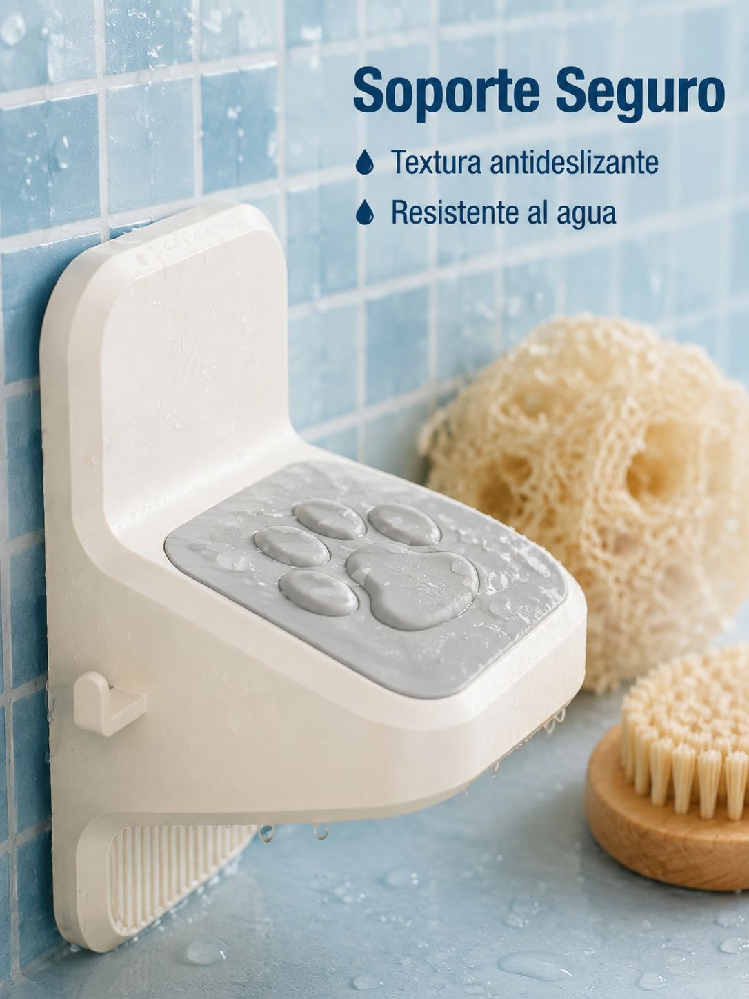 Tablero antideslizante para baño, soporte de pie montado en pared, sin necesidad de taladrar