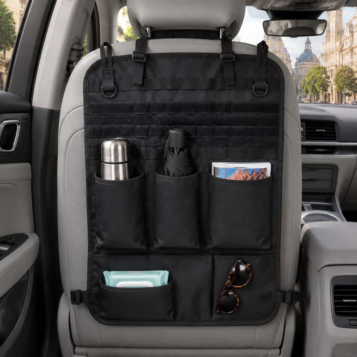 Bolsa colgante para asiento trasero de coche