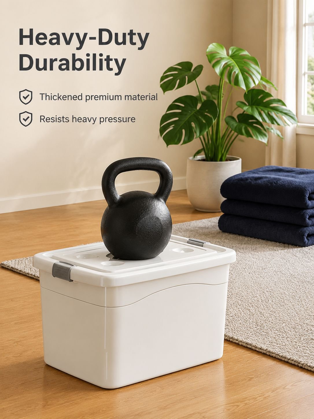 Easy to move plastic storage box with handles