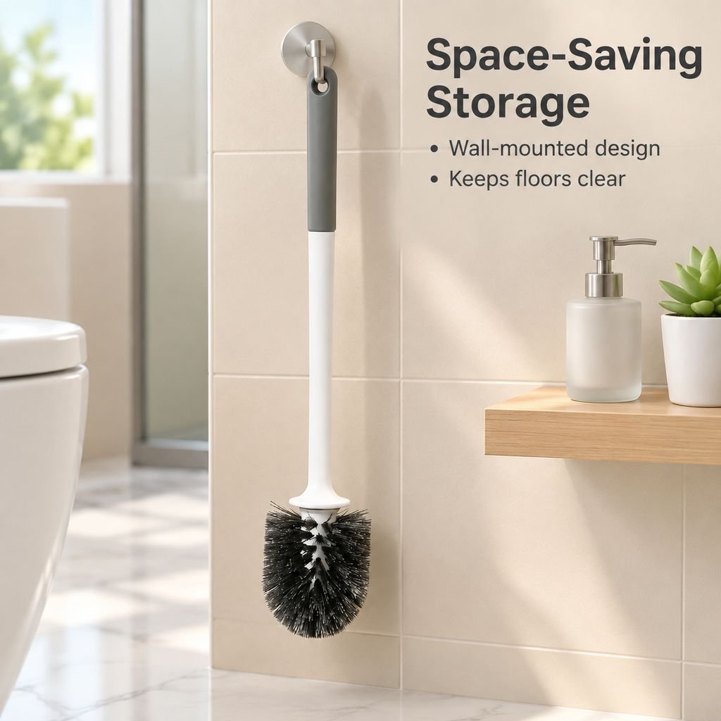 2026 Upgraded Toilet Brush and Holder Set Thickened Base Round Head Cleaning Brush