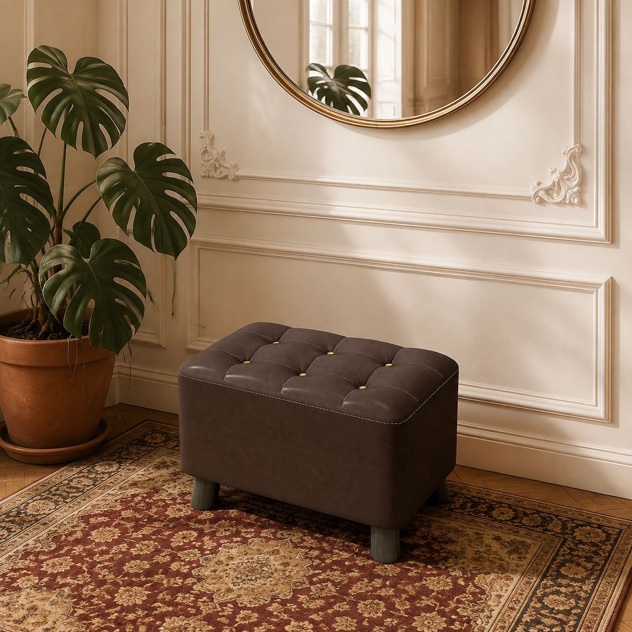 Tabouret d'entrée carré créatif en tissu moderne