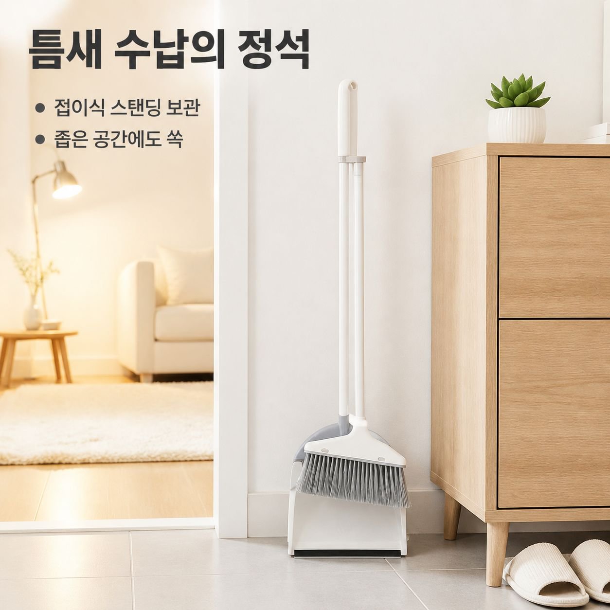 다기능 빗살 빗자루와 쓰레받기