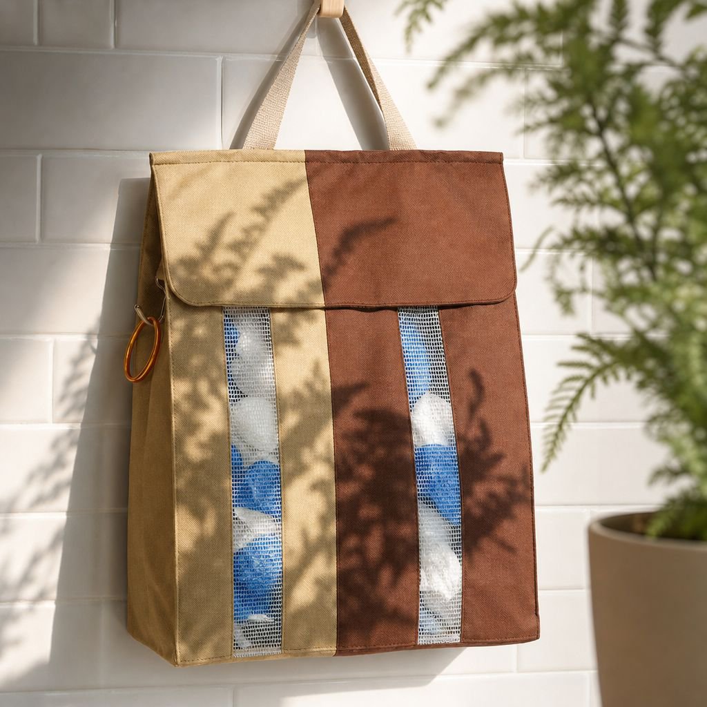 Durable wall-mounted trash bag organizer closeup