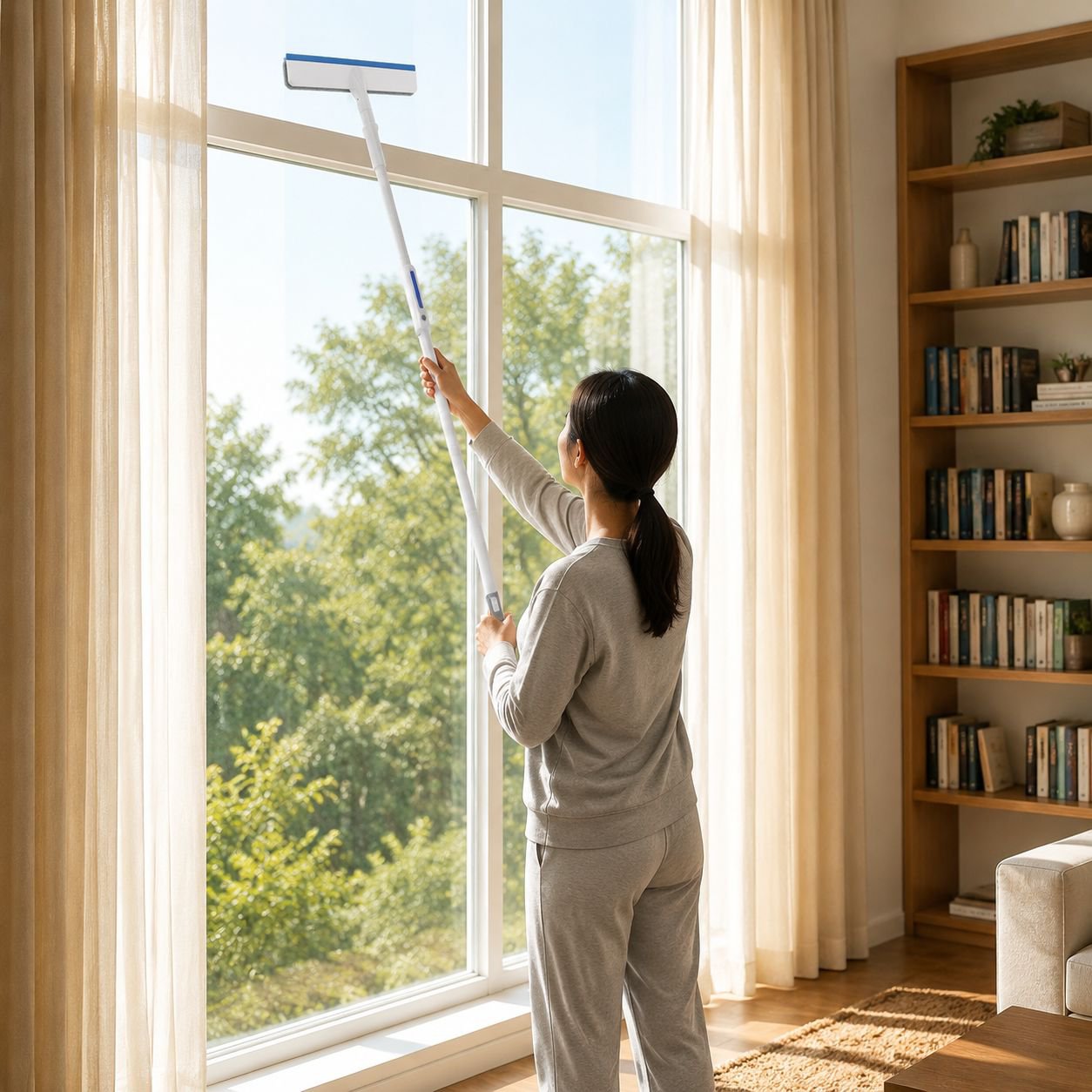 Household Extended Spray Glass Squeegee Double-sided Window Cleaner