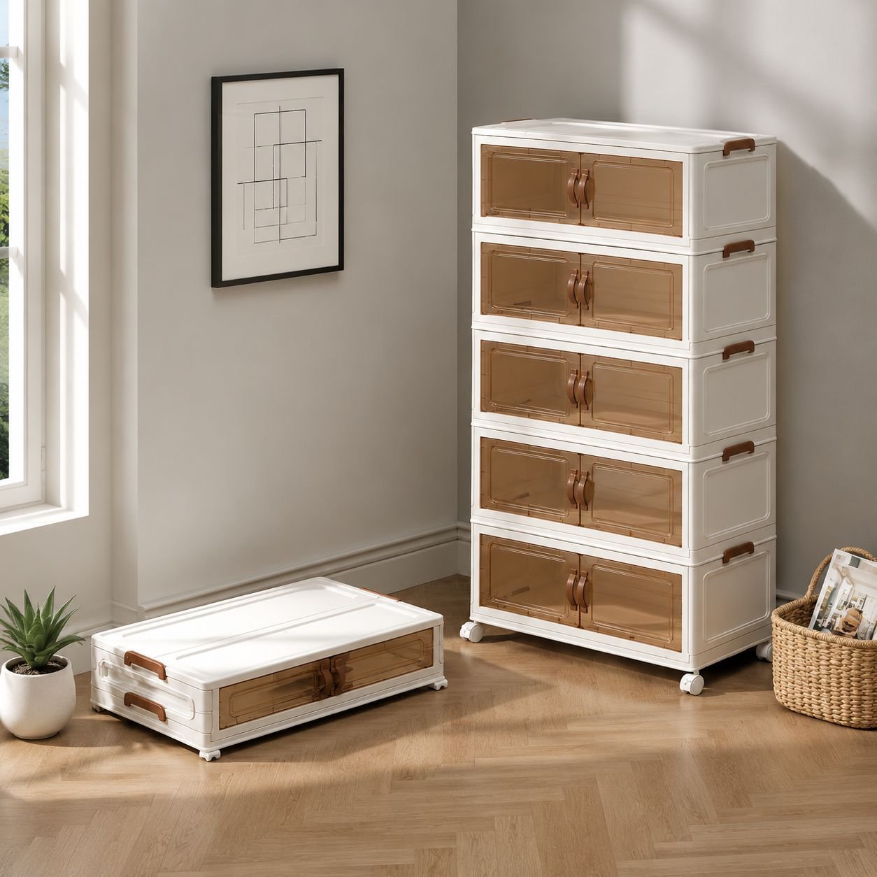 Portable clothes organizer with foldable design