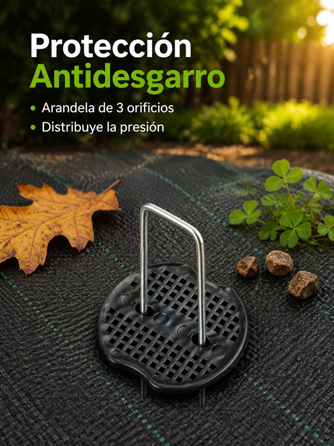 Clavos en U de 15cm para fijar manta antihierbas (paquete de 50) con aro negro