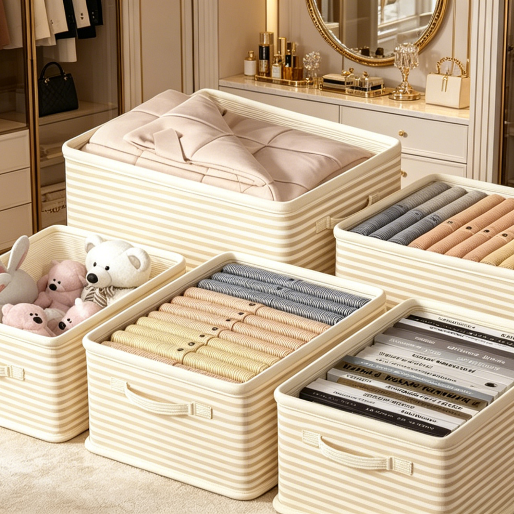 Caja de almacenamiento de ropa con tapa