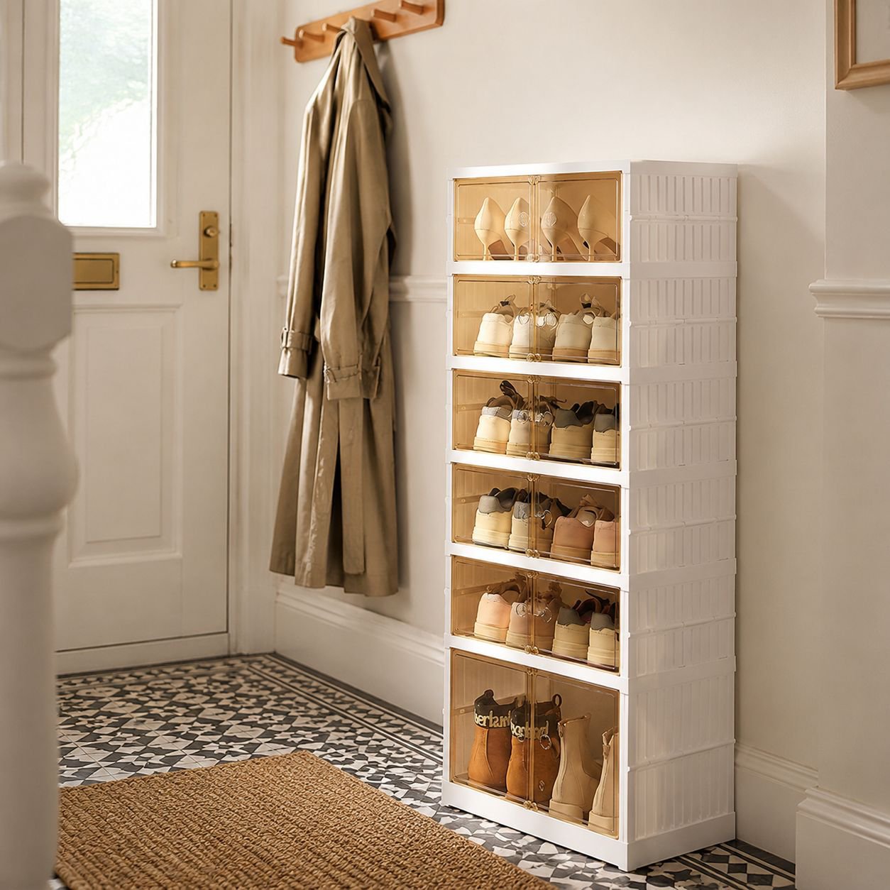 foldable acrylic shoe rack for organizing footwear