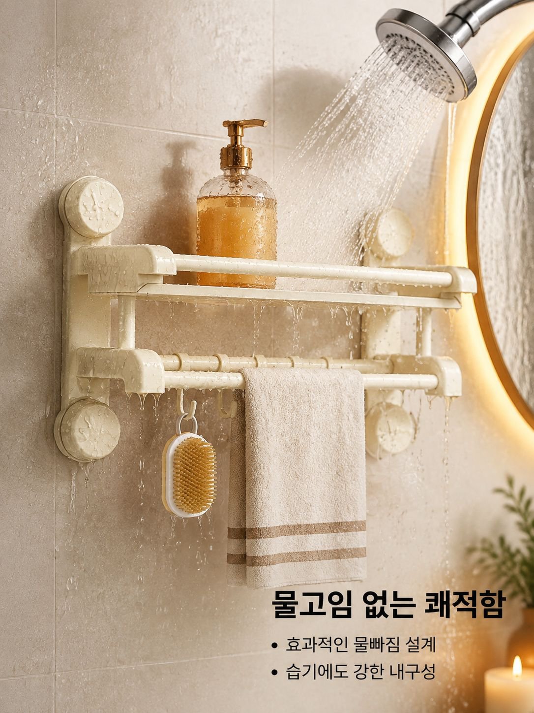 무타공 흡착 욕실 수납 선반