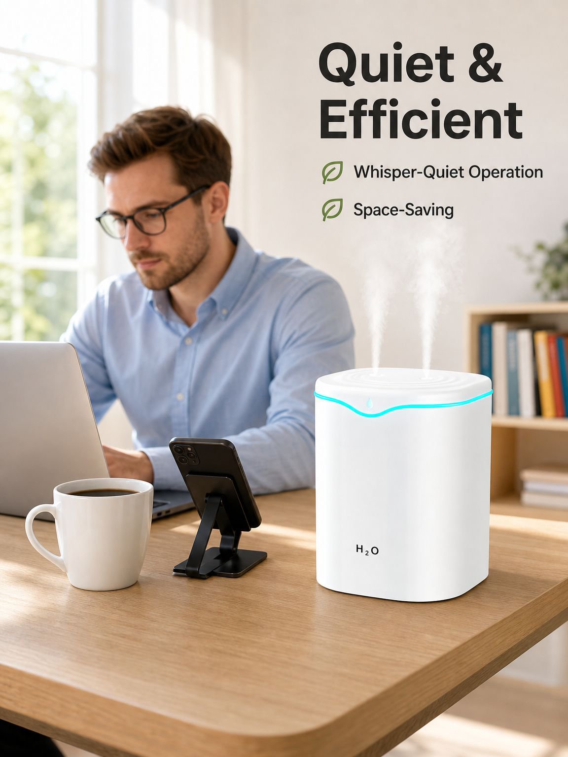 2L Dual Nozzle Silent Humidifier for Home and Office Desktop Air Humidification