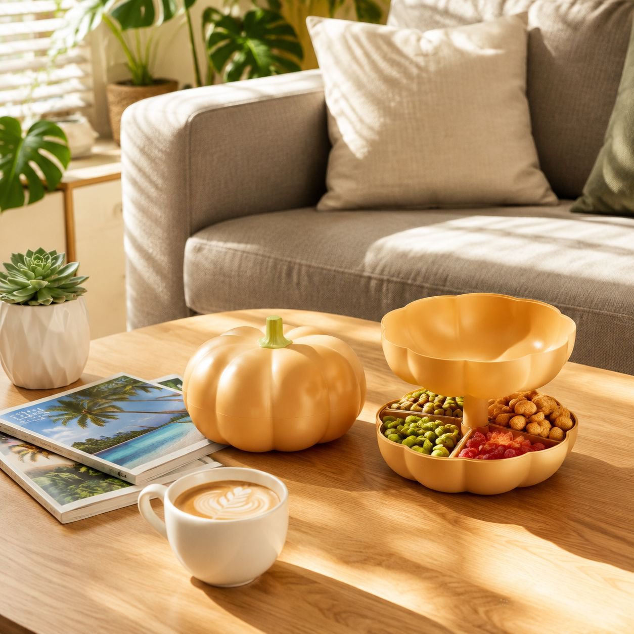 Double-Layer Pumpkin Fruit Tray Basket