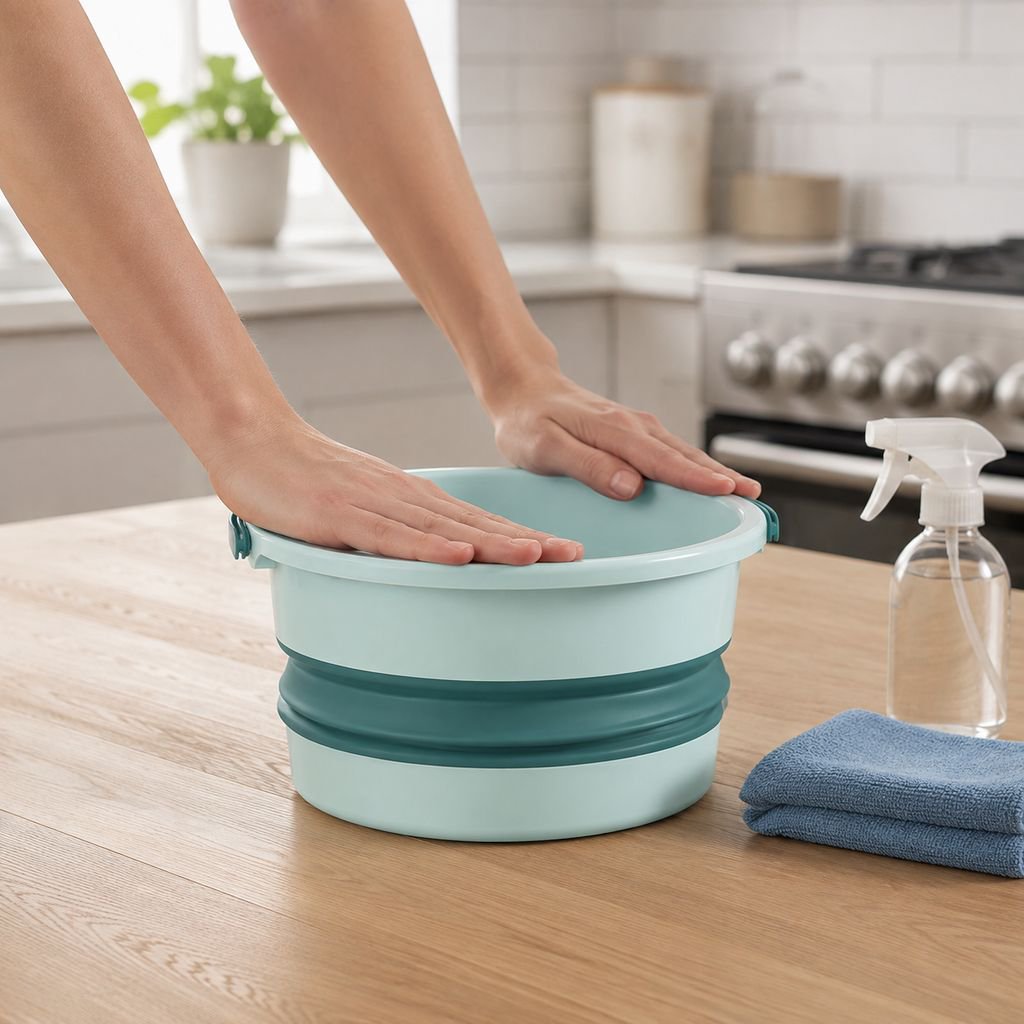 Portable foldable bucket for outdoor travel and car use
