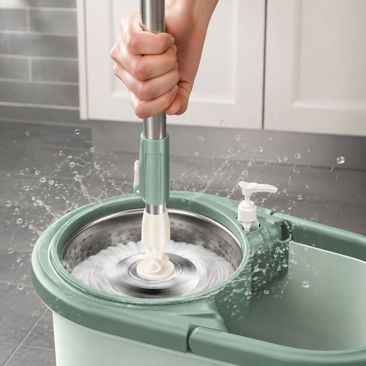 Handfree rotary mop dry and wet household mop bucket wheel efficient mopping tools