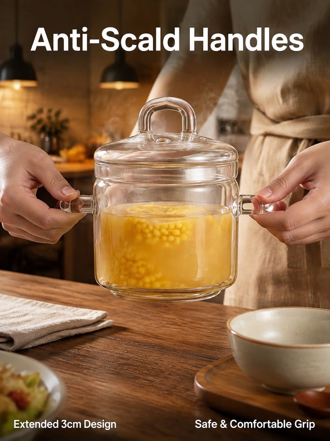 Double-eared glass soup pot