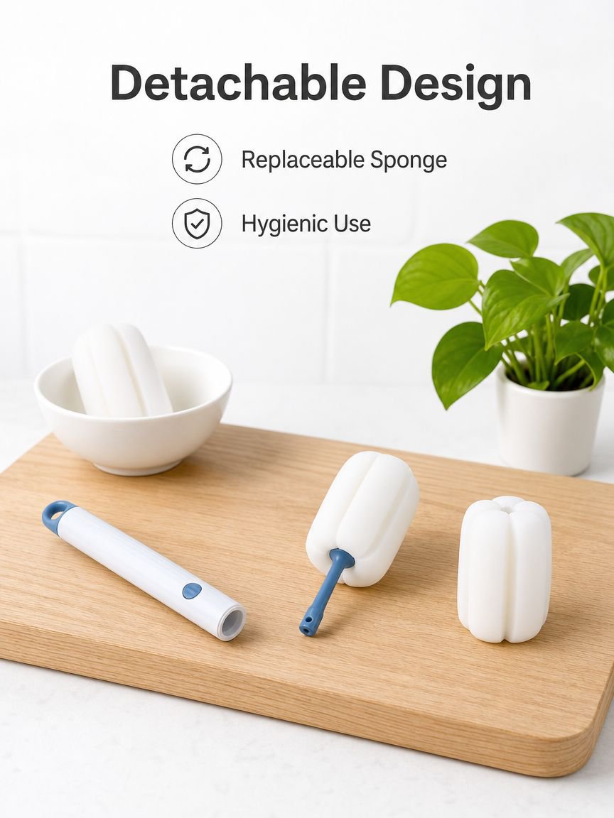 New style cup brush with long handle, a must-have for home use, a sponge brush with a replacement he