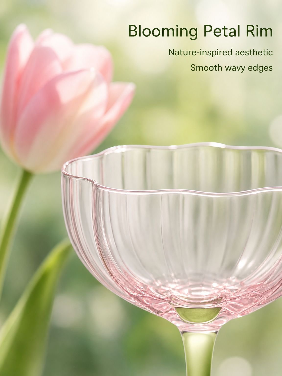 Crystal glass high footed red wine glass short petal champagne glass