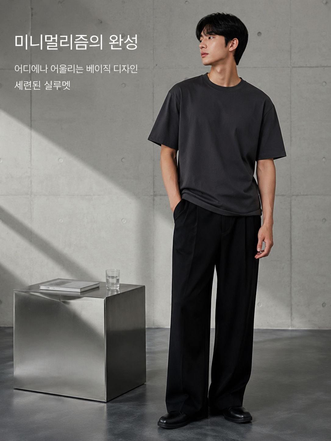드롭숄더 5부 소매 헤비코튼 베이직 무지 티셔츠