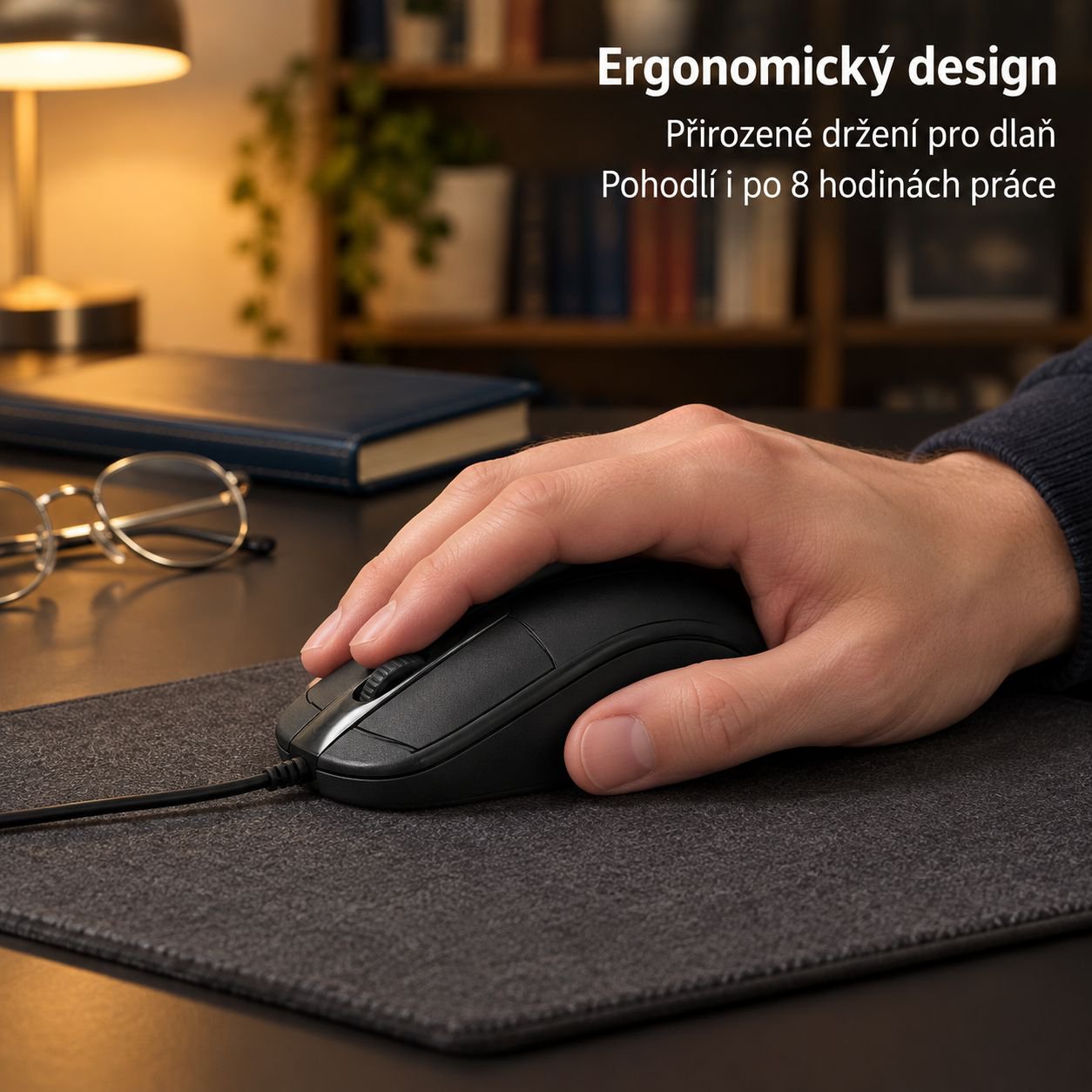 USB kabelová myš vhodná pro stolní počítače, notebooky, kancelářské použití a hraní her