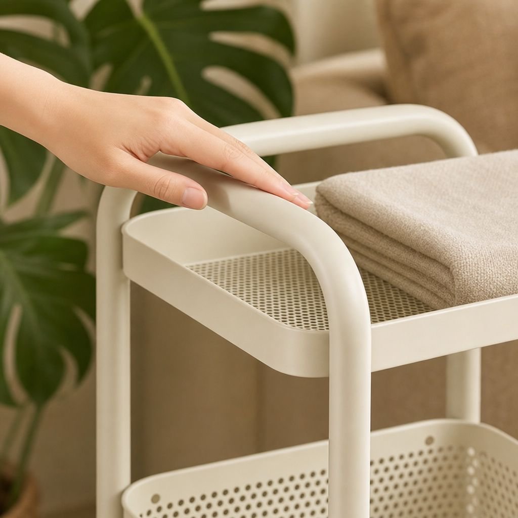 Easy-to-install side cabinet rack for kitchen storage