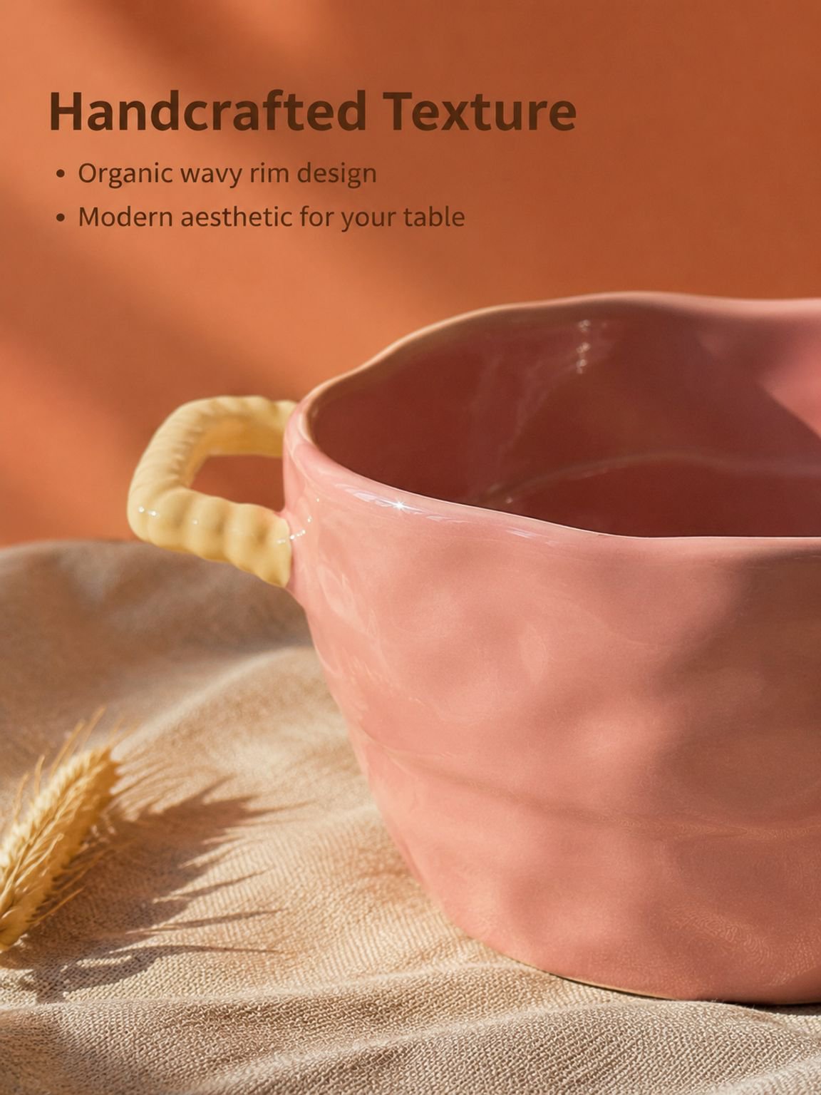 Ceramic serving bowl with two handles for easy carrying