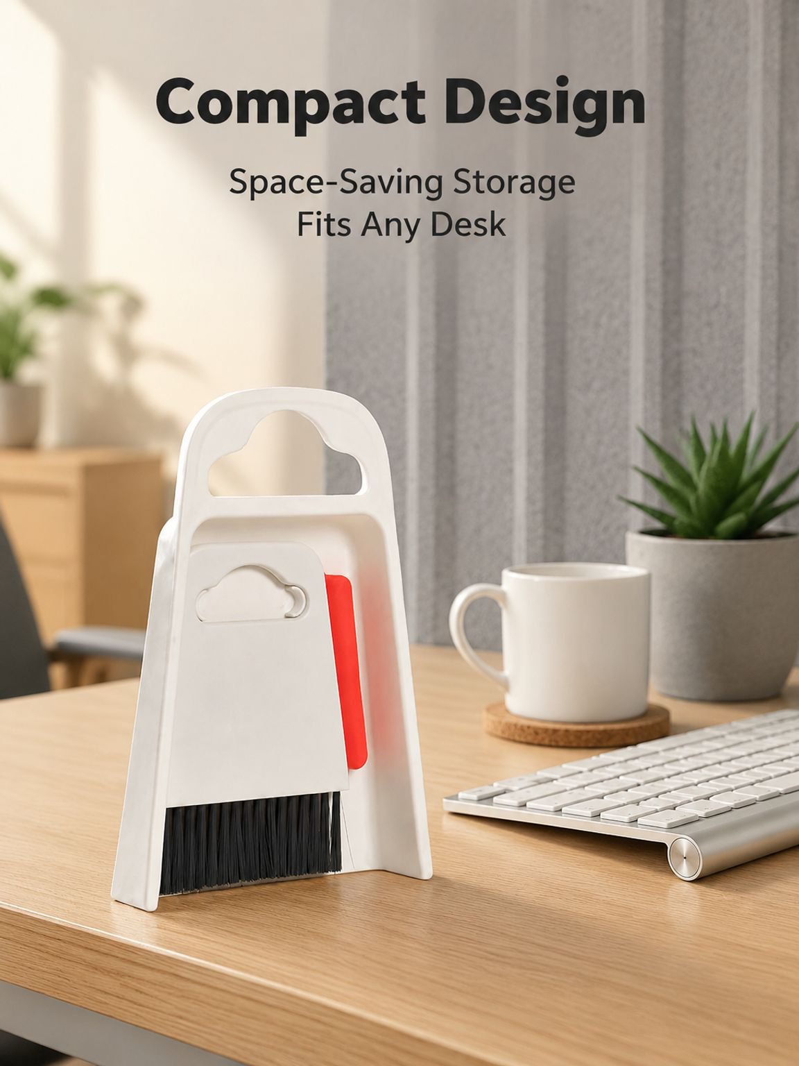 Desktop mini cleaning tool set, includes small broom, dustpan, and cleaning shovel