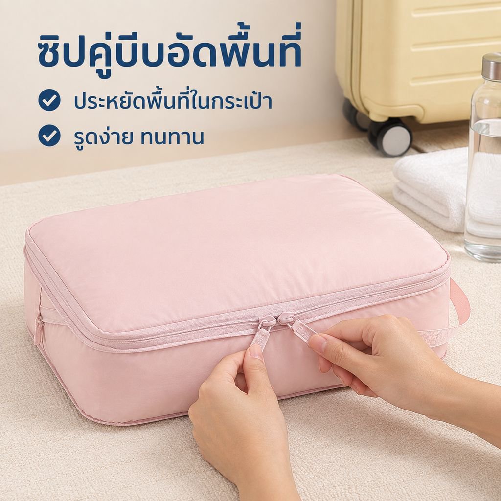 กระเป๋าเก็บเสื้อผ้าและชุดชั้นในสำหรับเดินทางแบบบีบอัดได้