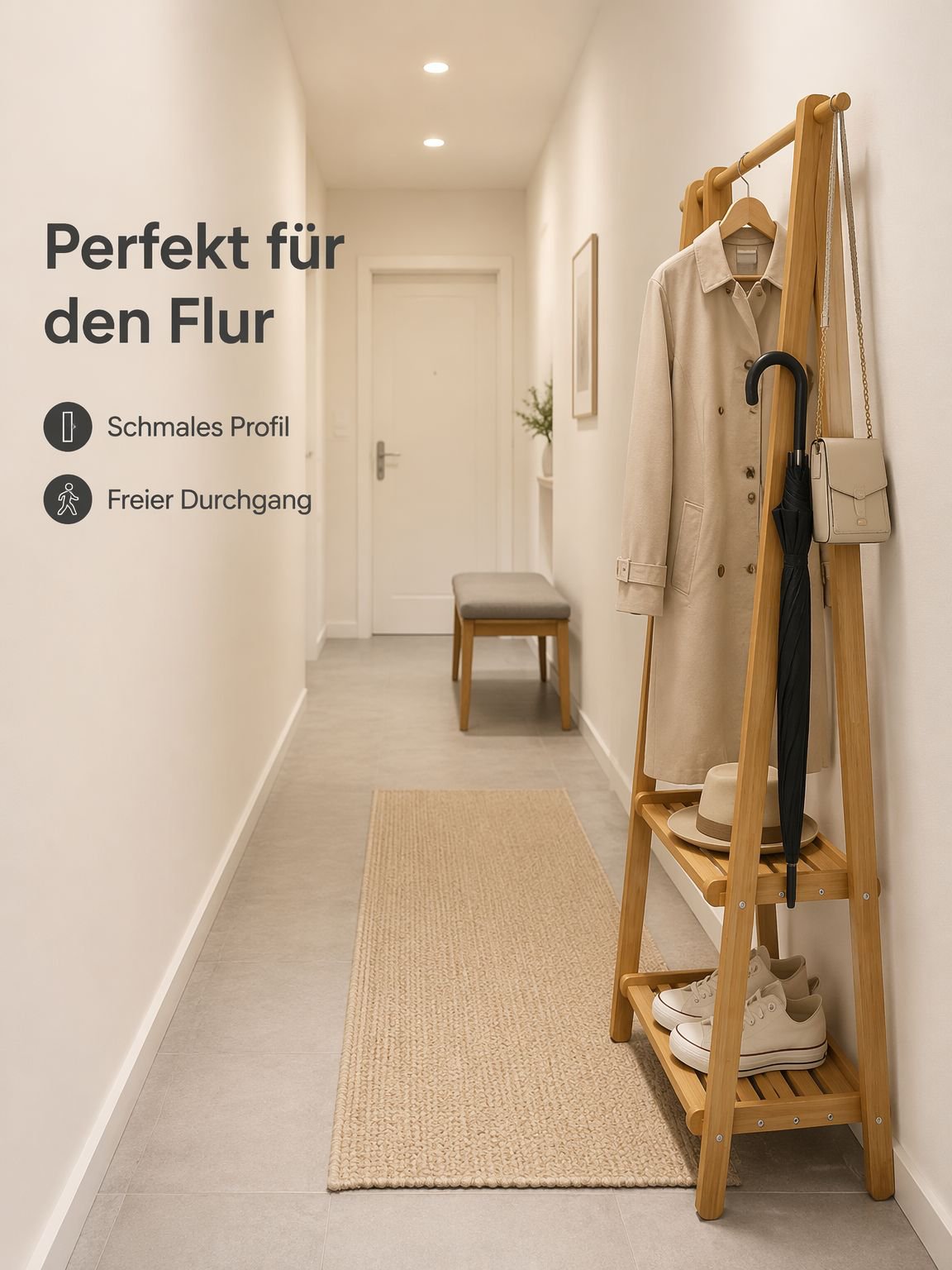 Klappbare Garderobe aus Massivholz