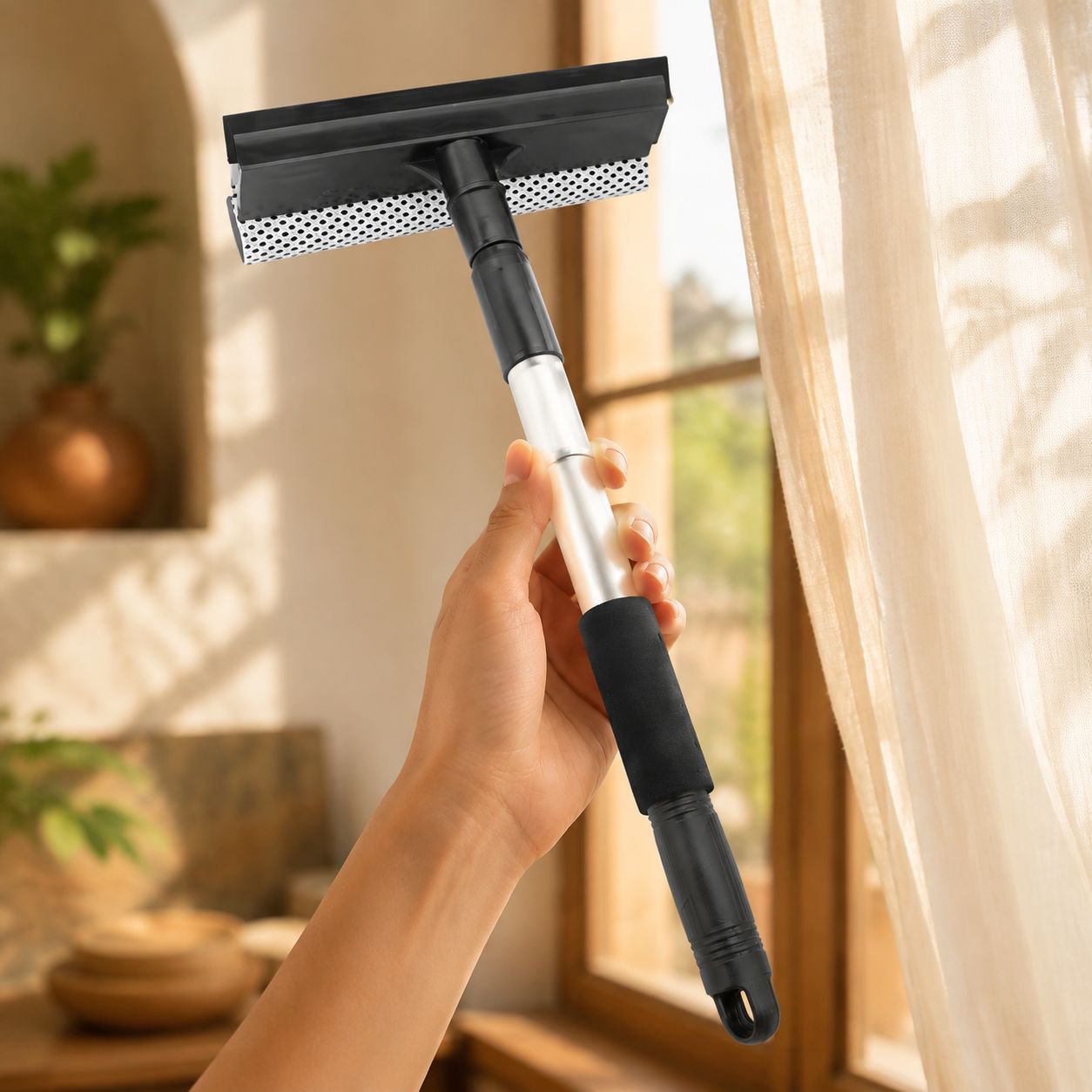 Accesorio doméstico para limpiar ventanas y superficies de vidrio
