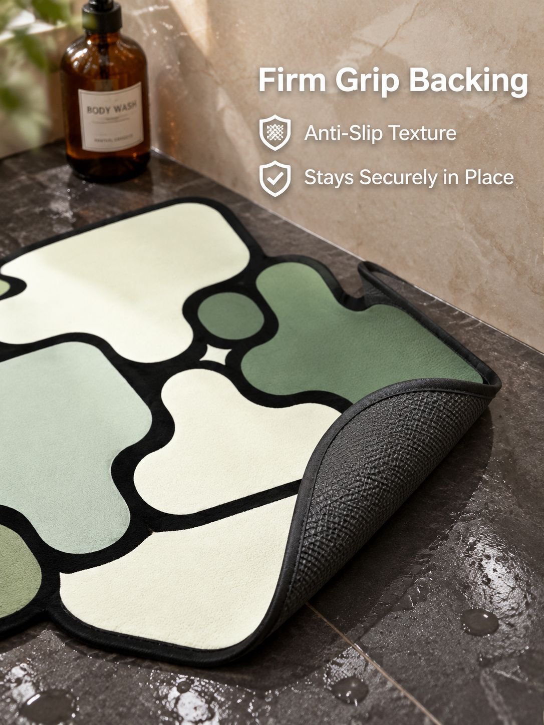 Water absorbing anti slip quick drying bathroom floor mat
